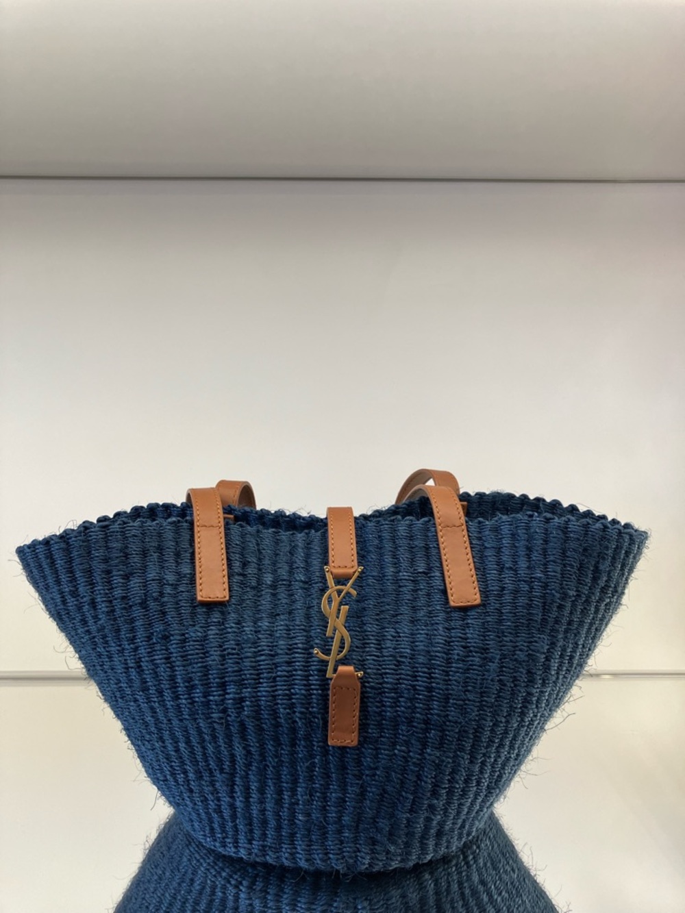 Saint Laurent Navy Woven Tote - Picture 8 of 9